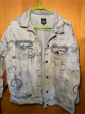 wild fable Light Blue Denim Jacket with Green Accent